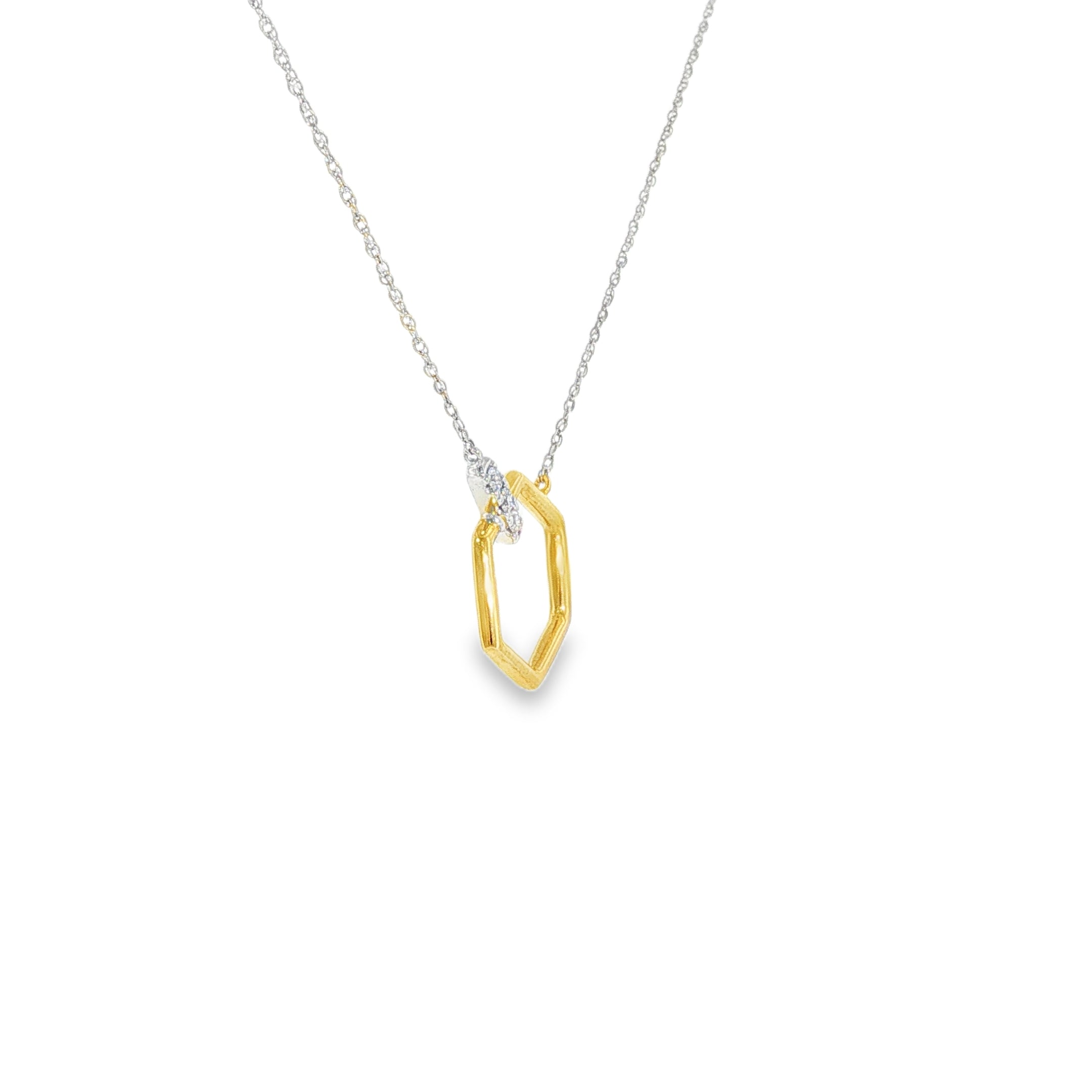 14k Two-tone 0.05 ctw Geometric Diamond Necklace