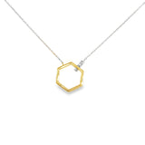 14k Two-tone 0.05 ctw Geometric Diamond Necklace