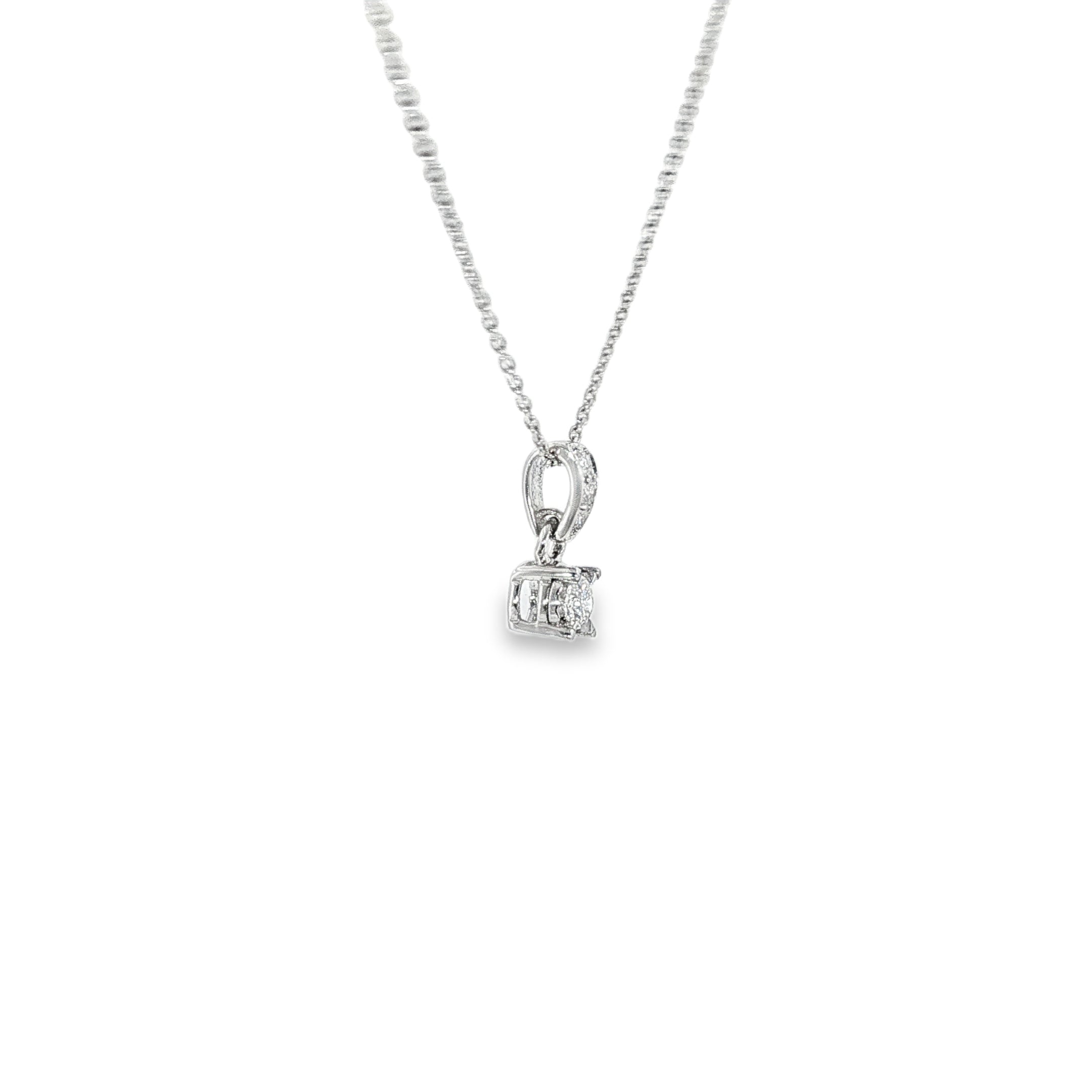 14k White Gold 0.10 ctw Drop Diamond Pendant