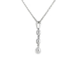 14k White Gold 0.08 ctw 3 Stone Diamond Necklace