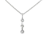 14k White Gold 0.08 ctw 3 Stone Diamond Necklace