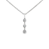 14k White Gold 0.08 ctw 3 Stone Diamond Necklace