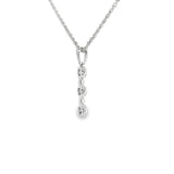 14k White Gold 0.08 ctw 3 Stone Diamond Necklace