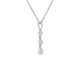 14k White Gold 0.08 ctw 3 Stone Diamond Necklace
