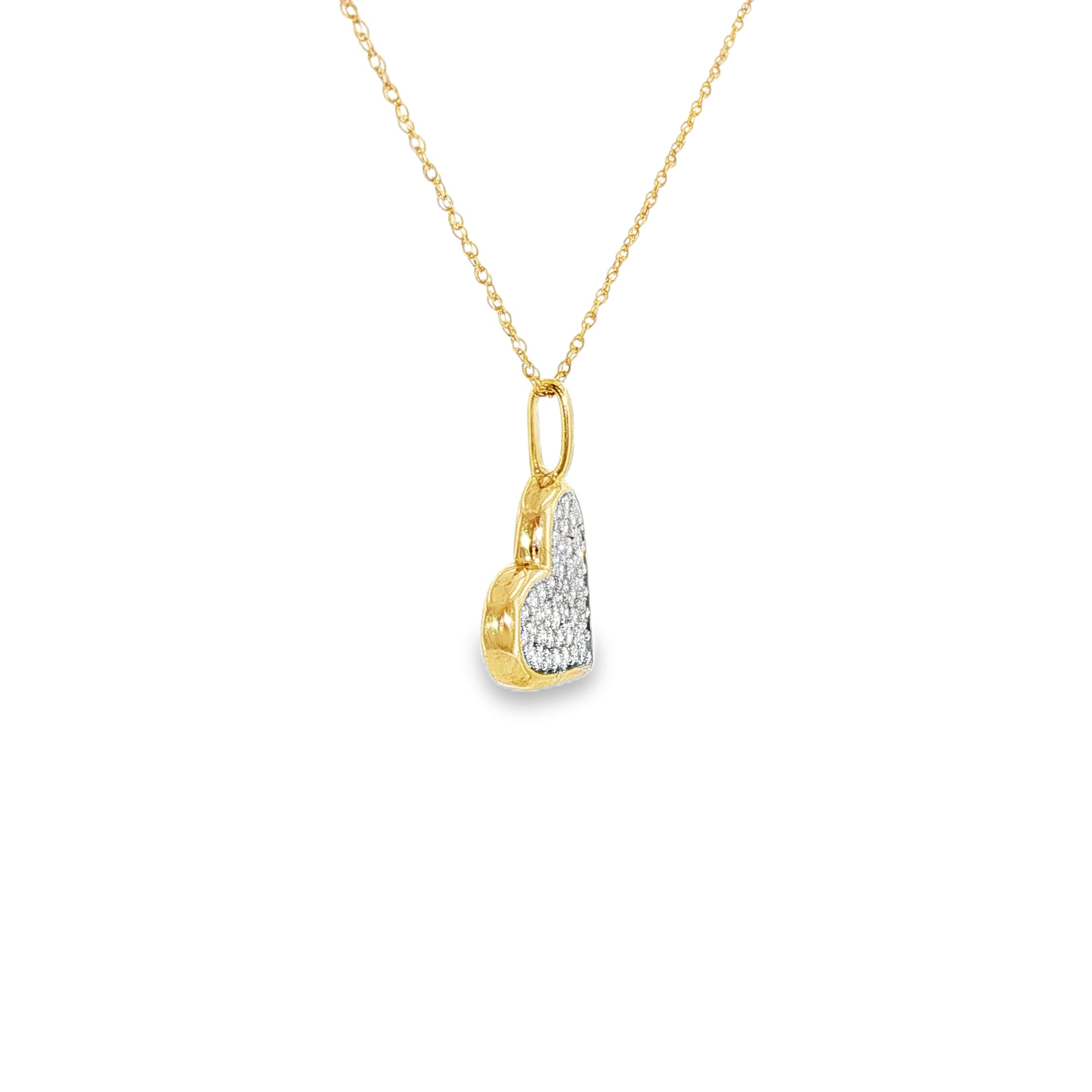 14k Yellow Gold 0.21 ctw Heart Diamond Necklace