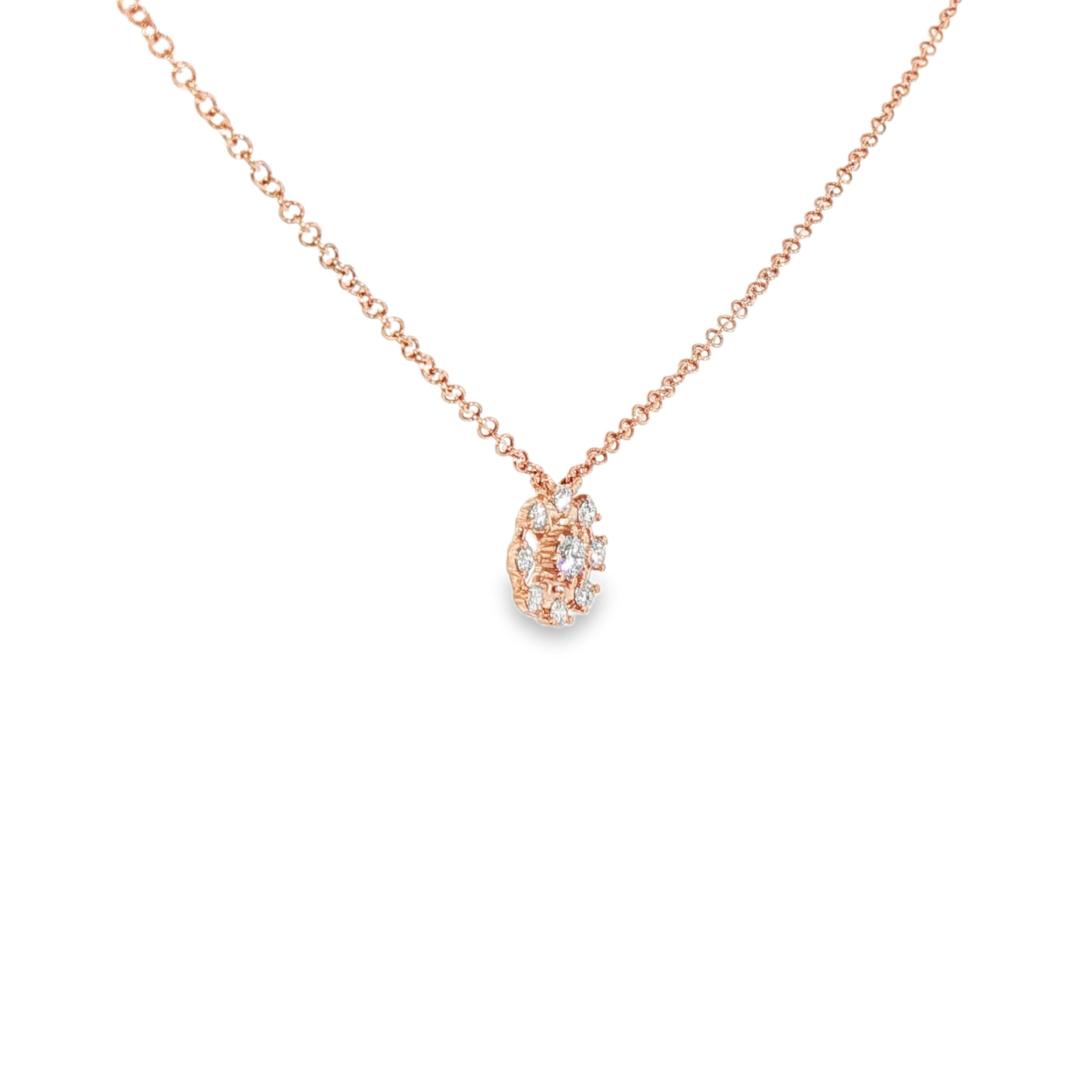 14k Rose Gold 0.15 ctw Cluster Diamond Pendant