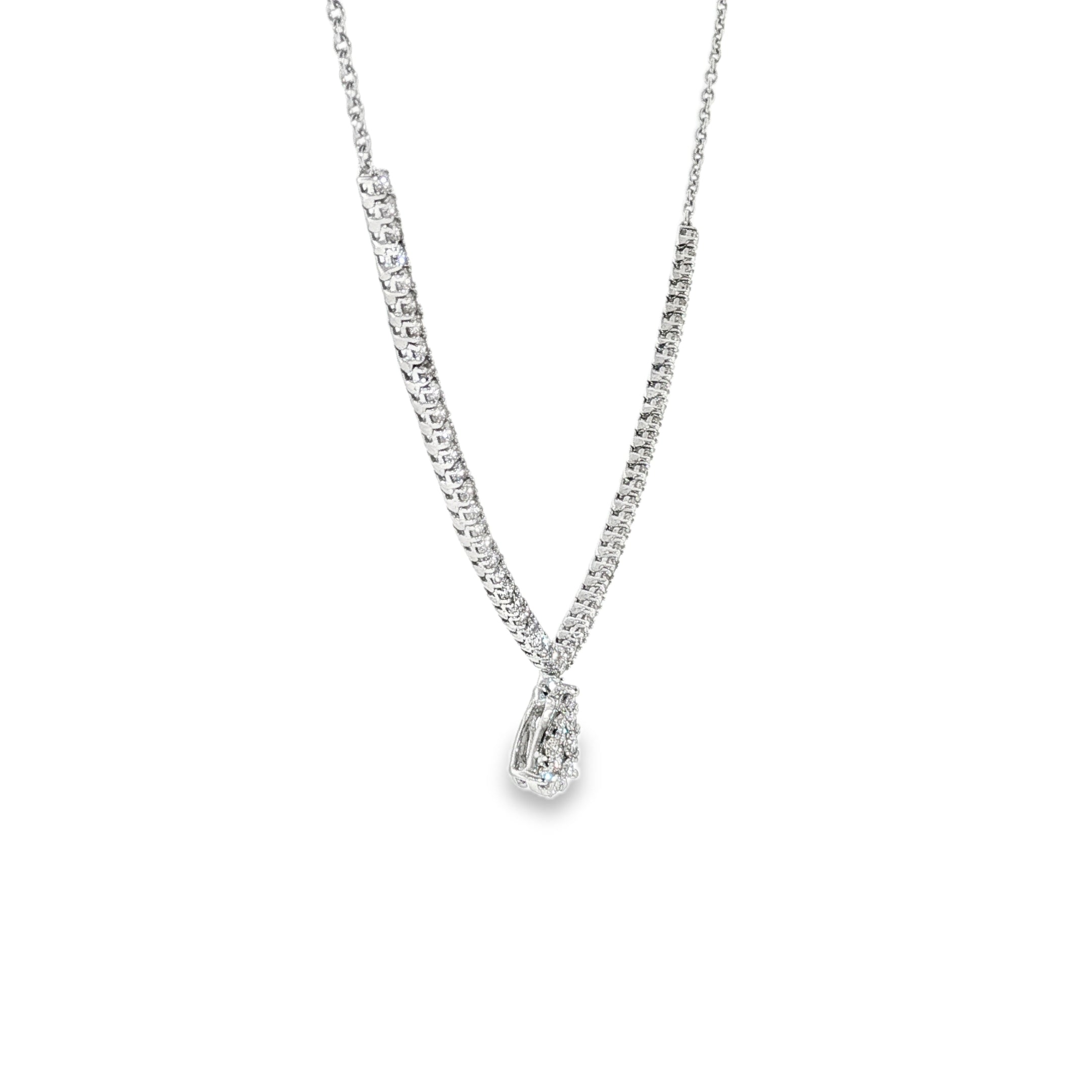 14k White Gold 0.99 ctw Multi-Stone Diamond Pendant