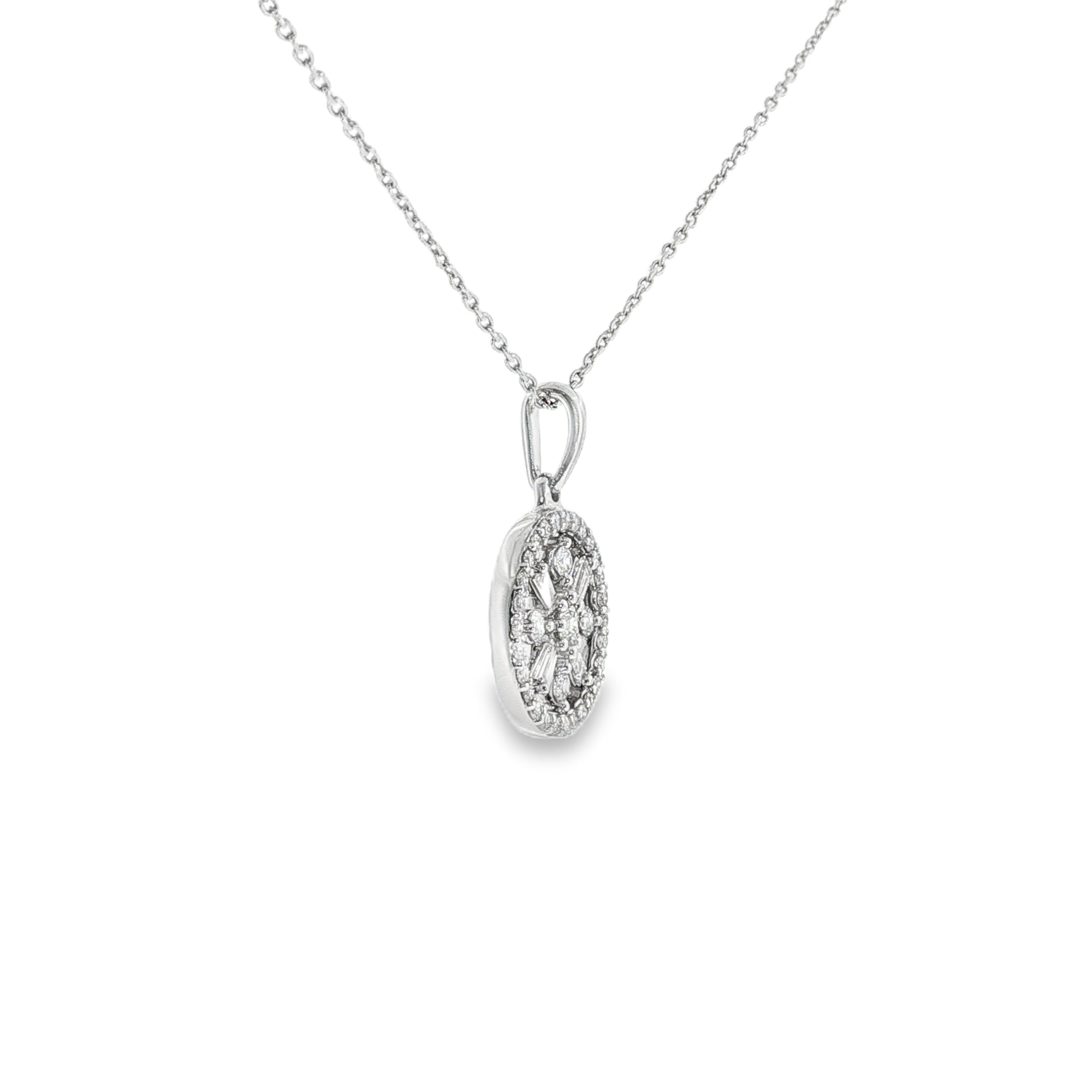 14k White Gold 0.34 ctw Geometric Diamond Necklace