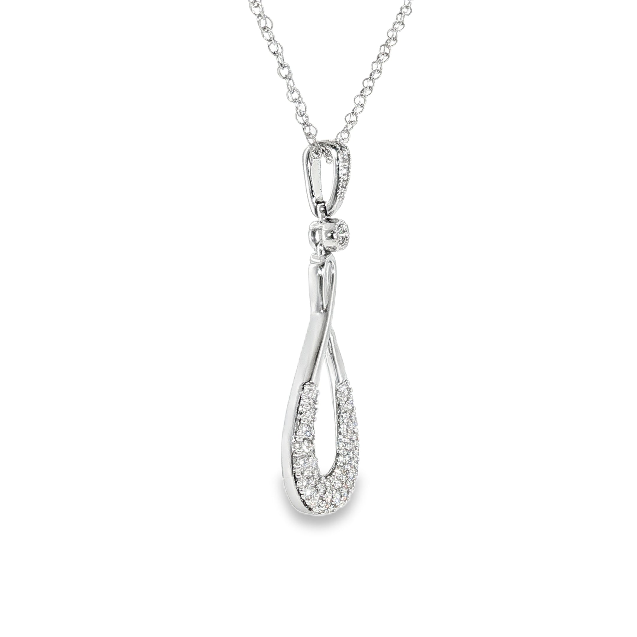 14k White Gold 0.33 ctw Drop Diamond Necklace