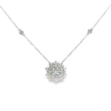 14k White Gold 1.00 ctw Cluster Diamond Necklace