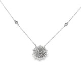 14k White Gold 1.00 ctw Cluster Diamond Necklace