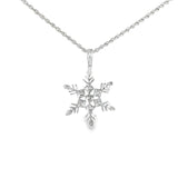 14k White Gold 0.07 ctw Snowflake Diamond Necklace