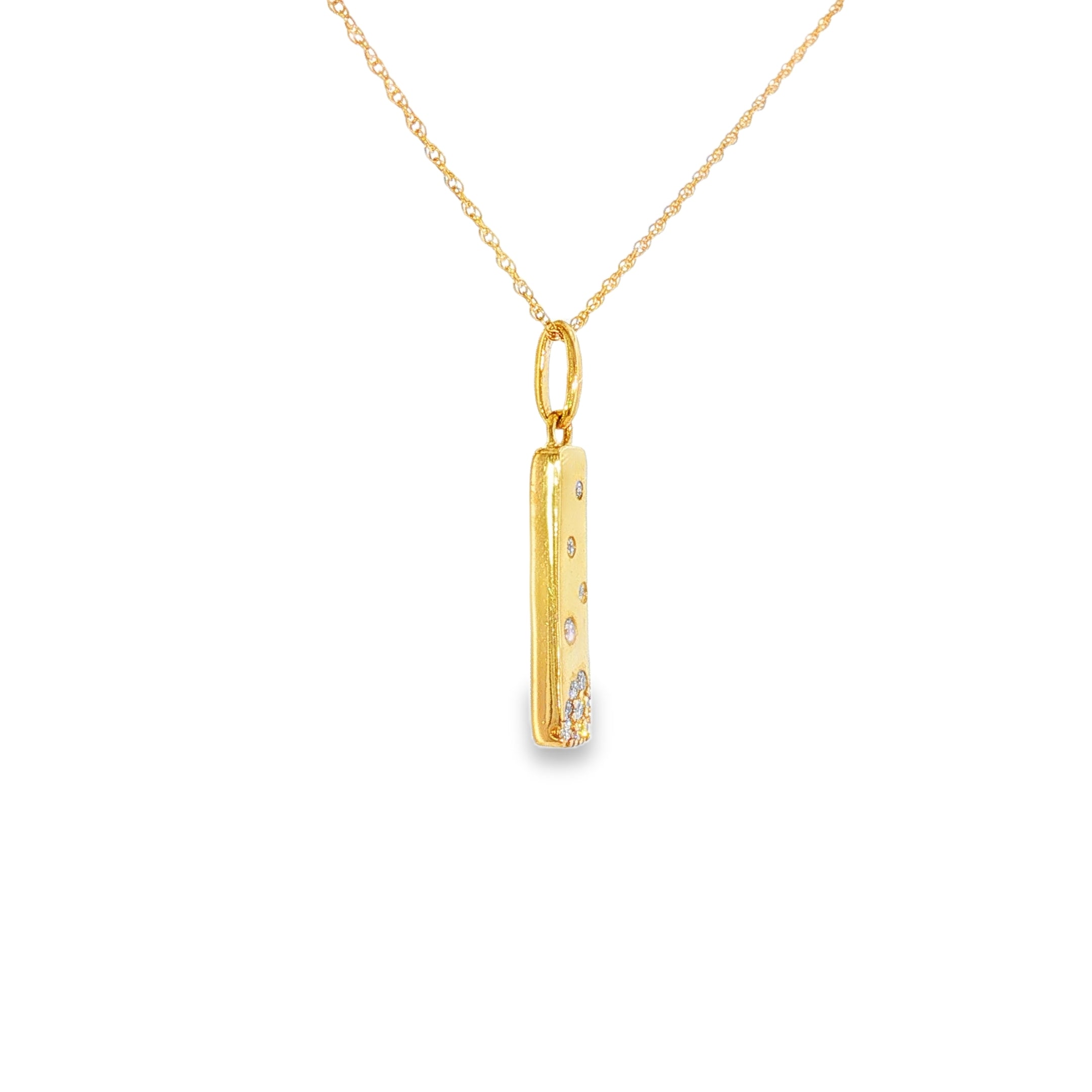 14k Yellow Gold 0.09 ctw Bar Diamond Necklace