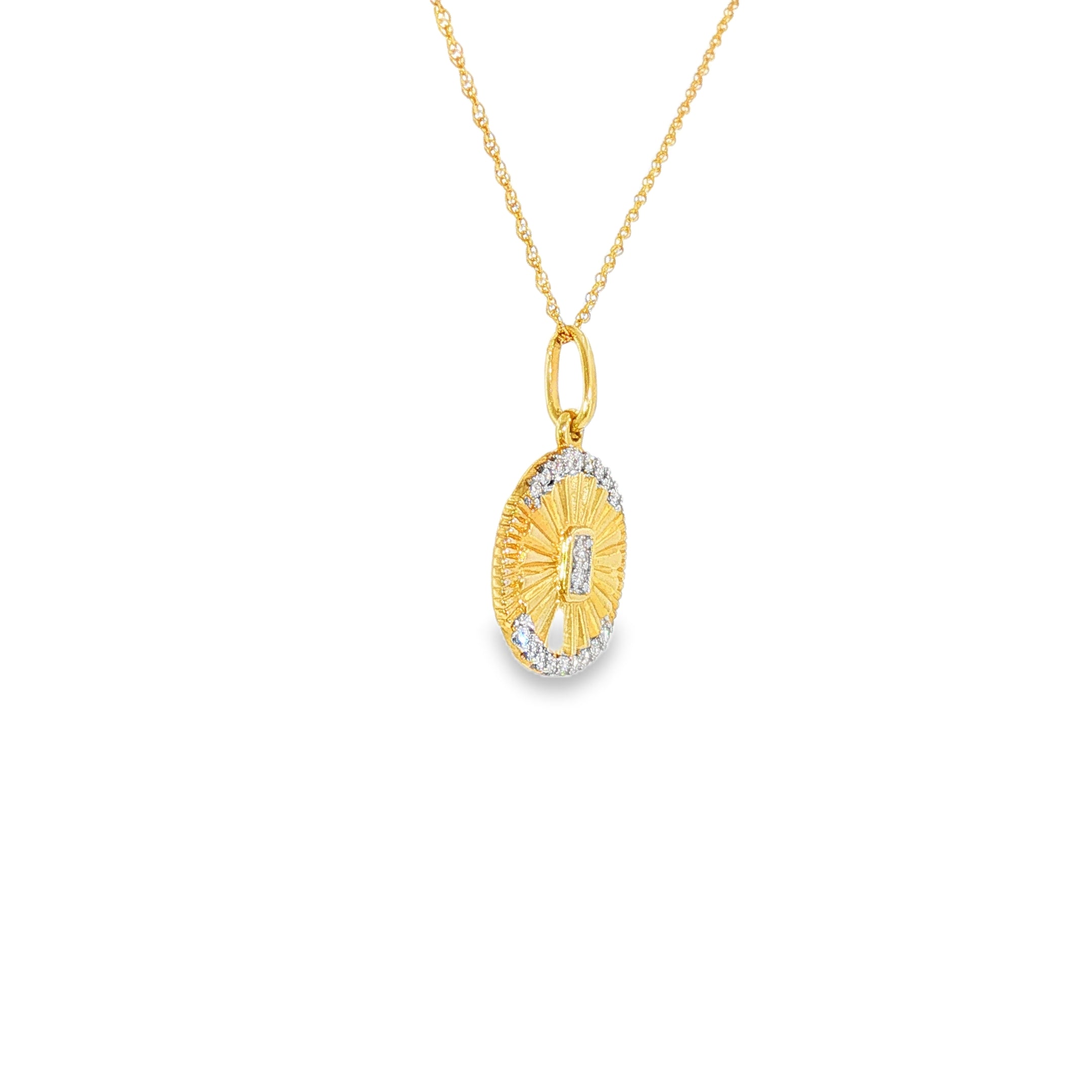 14k Yellow Gold 0.10 ctw Starburst Diamond Necklace