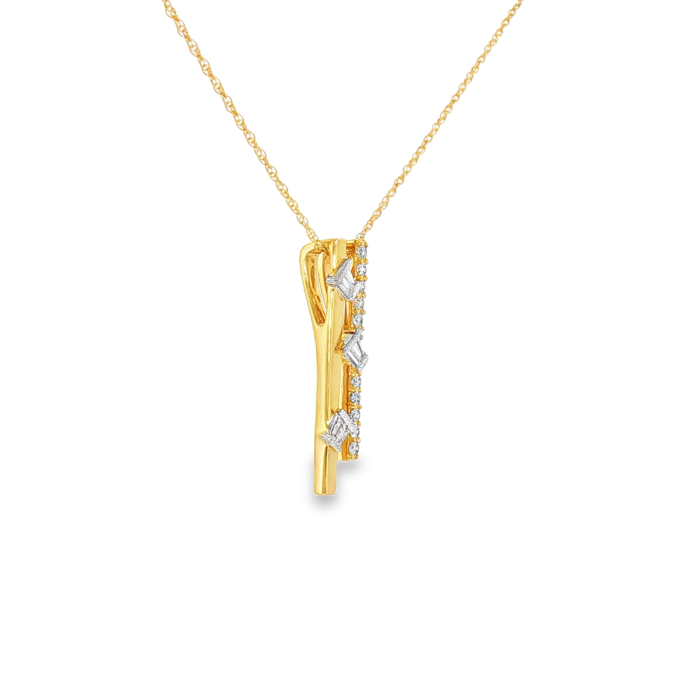 14k Yellow Gold 0.16 ctw Geometric Diamond Necklace