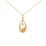 14k Yellow Gold 0.12 ctw Drop Diamond Necklace