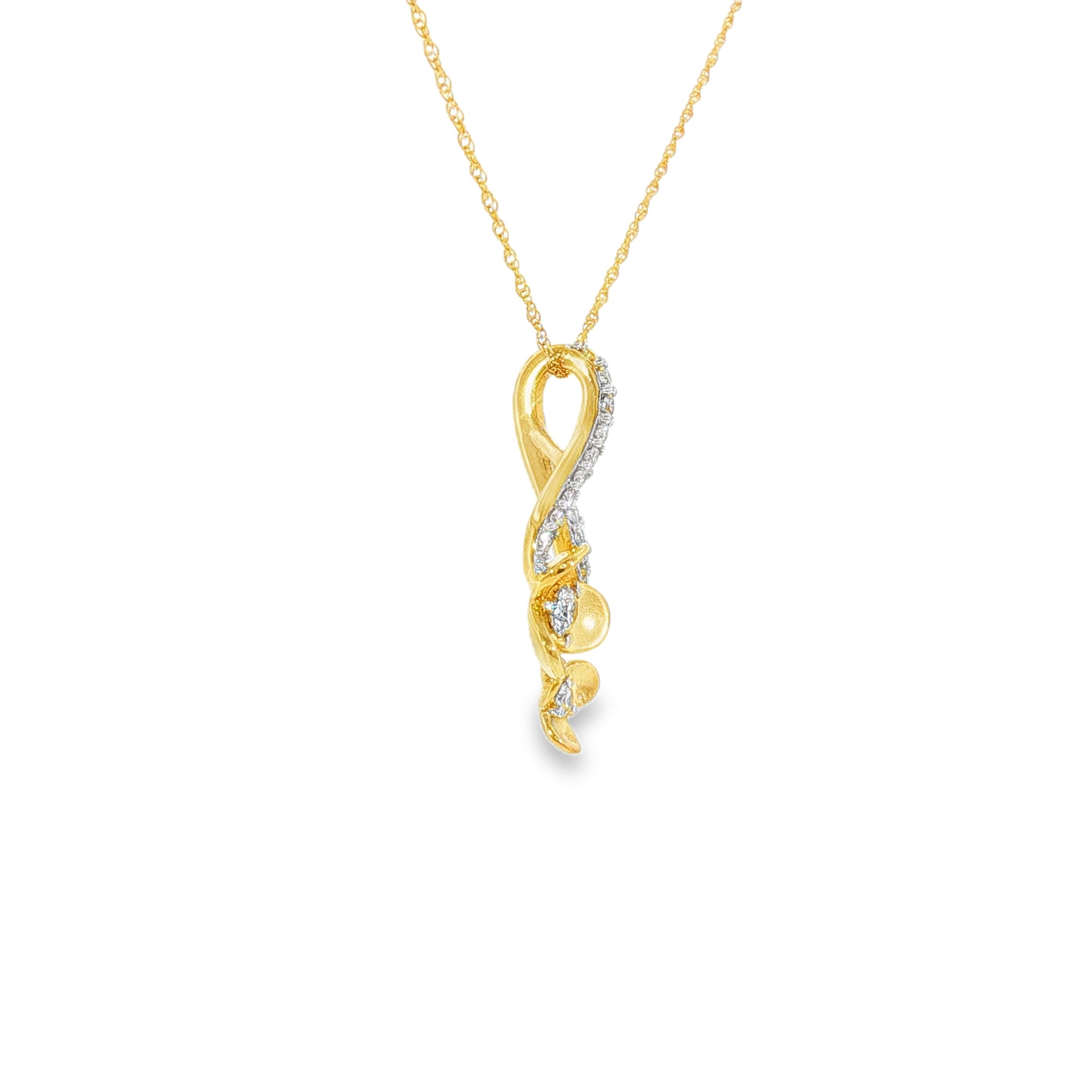 14k Yellow Gold 0.25 ctw Nature Inspired Diamond Necklace