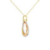 14k Tri-tone 0.25 ctw Interlocking Diamond Necklace