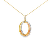 14k Tri-tone 0.25 ctw Interlocking Diamond Necklace