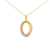 14k Tri-tone 0.25 ctw Interlocking Diamond Necklace