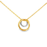 14k Two-tone 0.15 ctw Circle Diamond Pendant