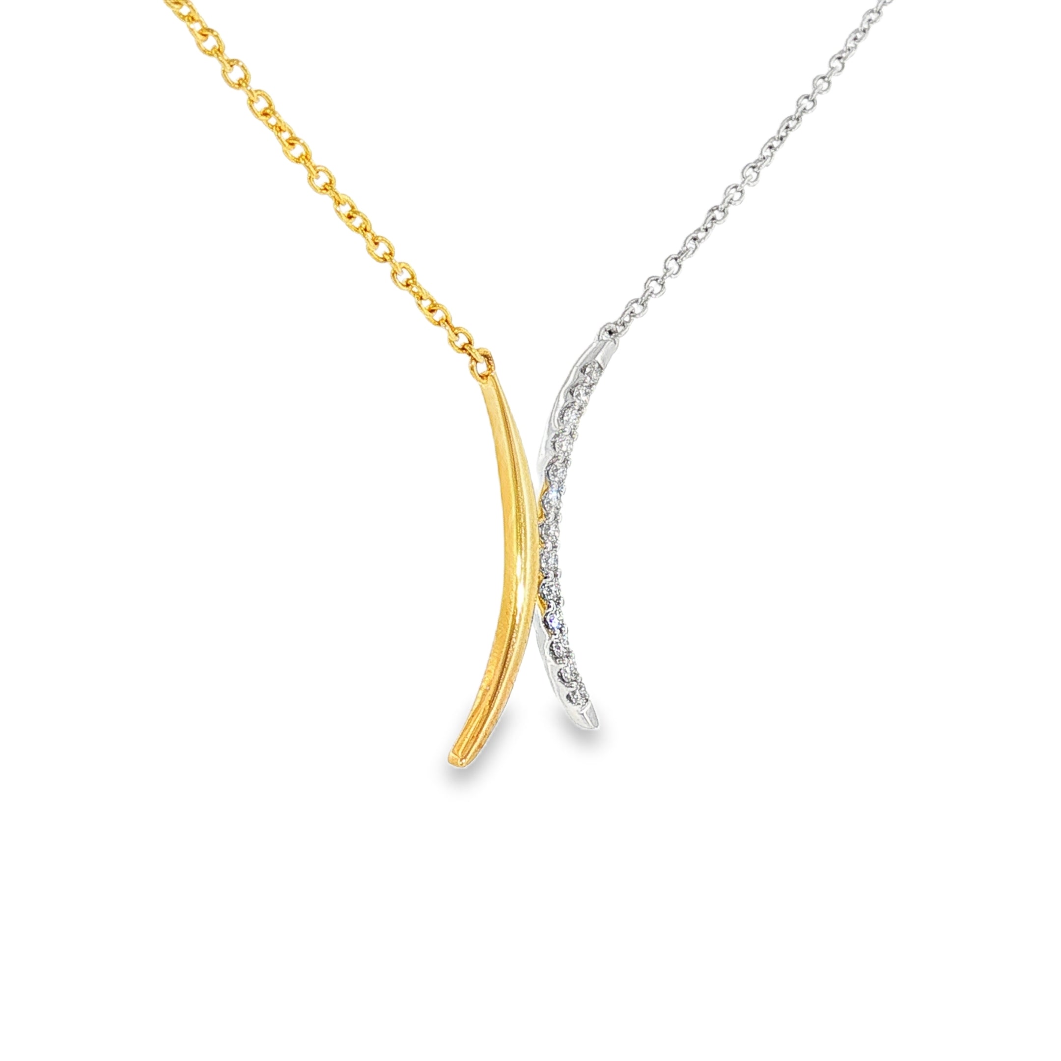 14k Two-tone 0.14 ctw Free Form Diamond Necklace