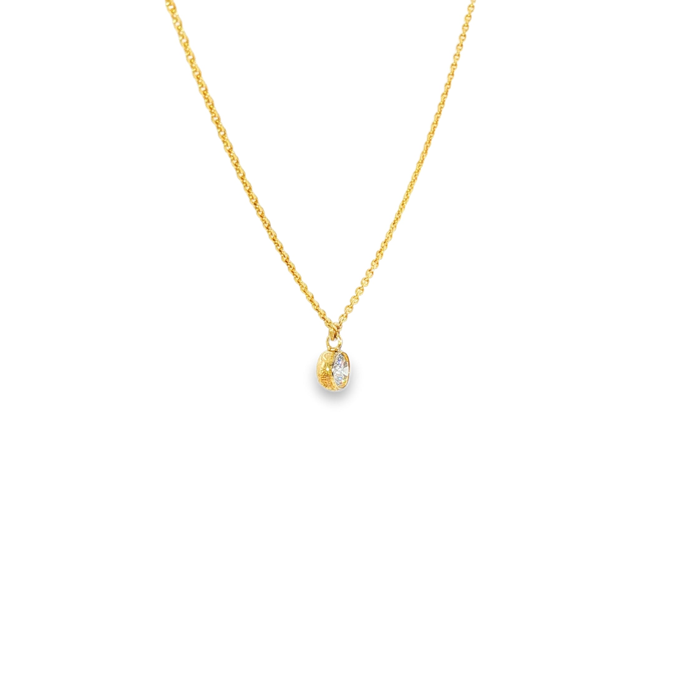 14k Yellow Gold 0.1 ctw Bezel Diamond Necklace