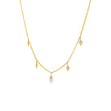 14k Yellow Gold 0.19 ctw Station Diamond Necklace