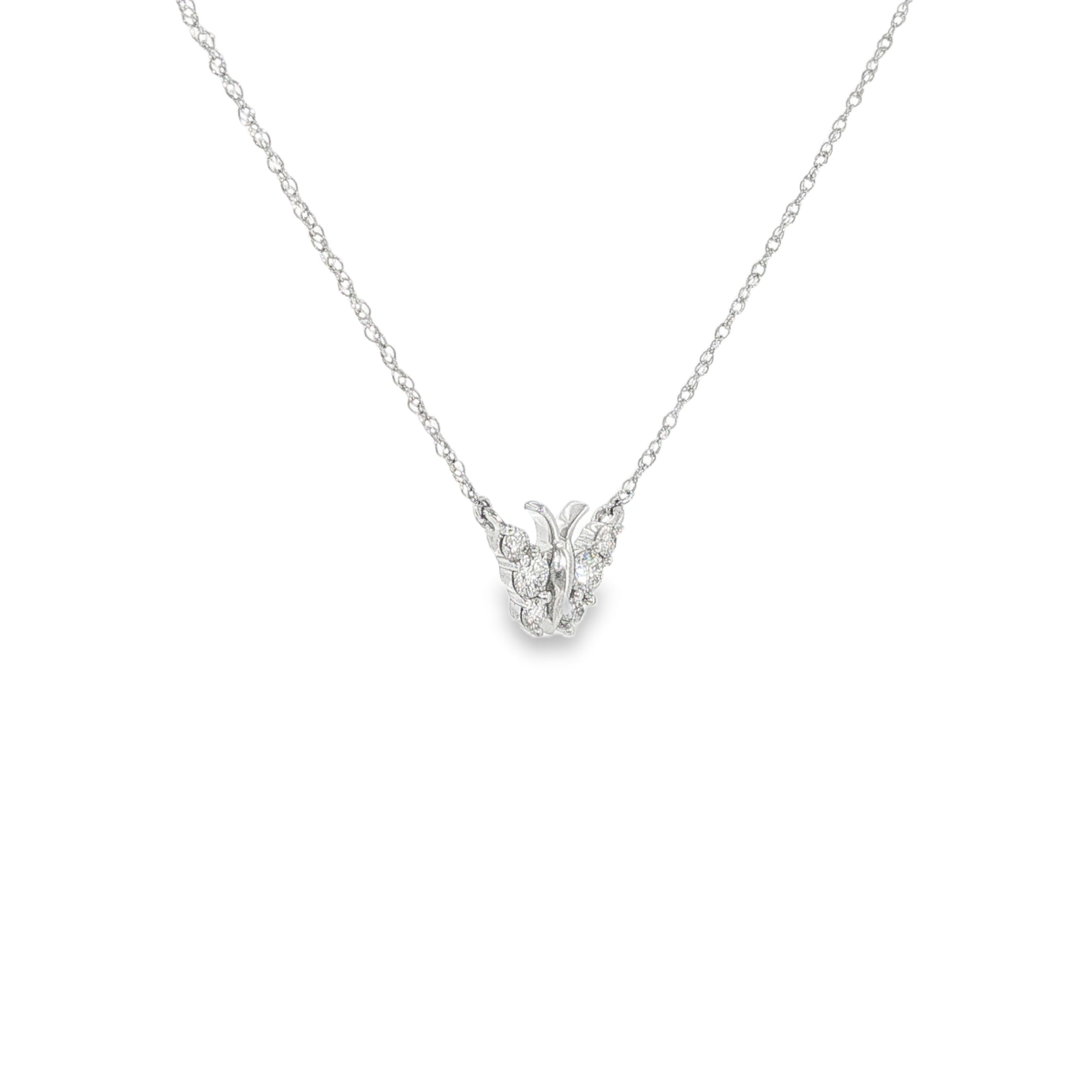 10k White Gold 0.2 ctw Butterfly Diamond Necklace