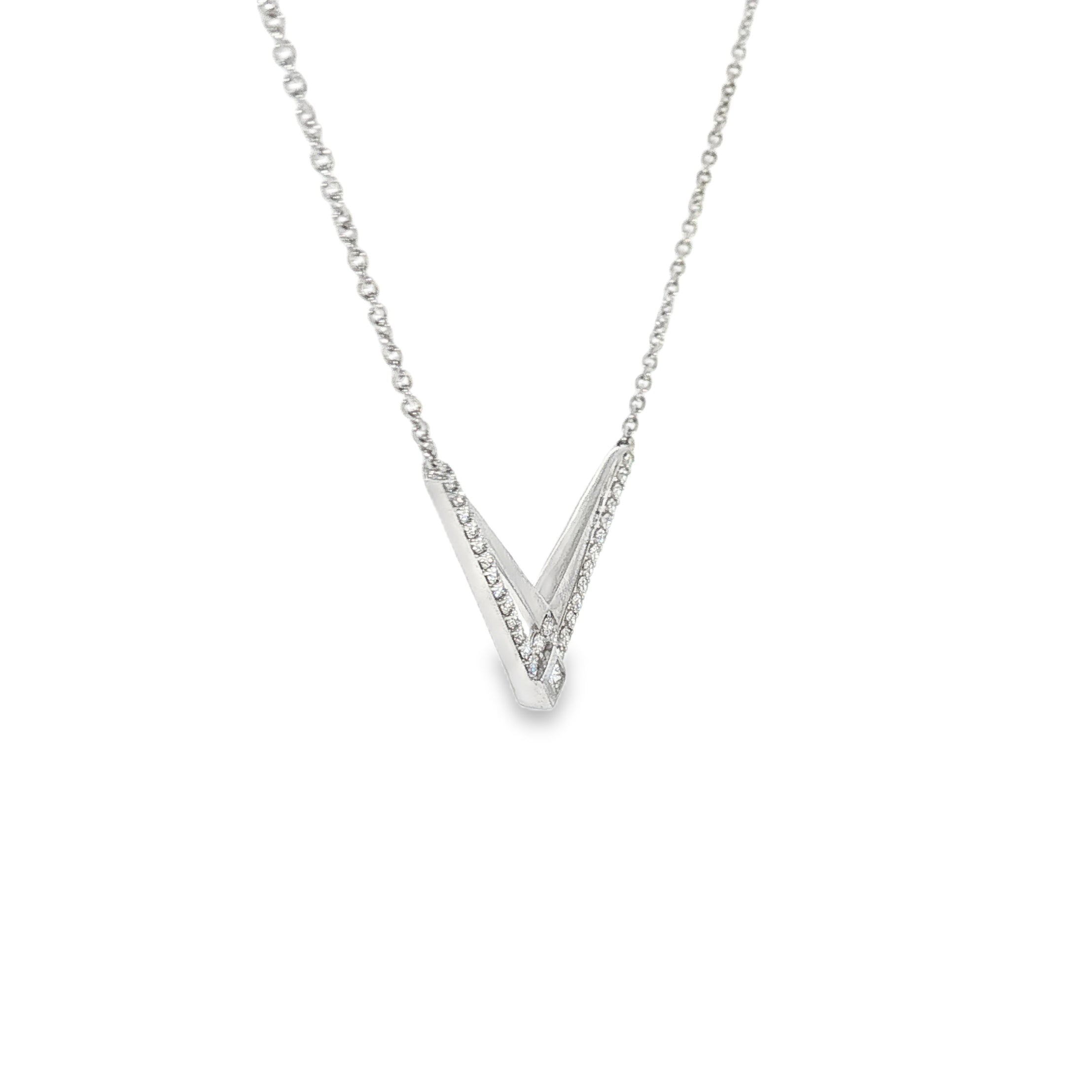 14k White Gold 0.26 ctw Geometric Diamond Necklace