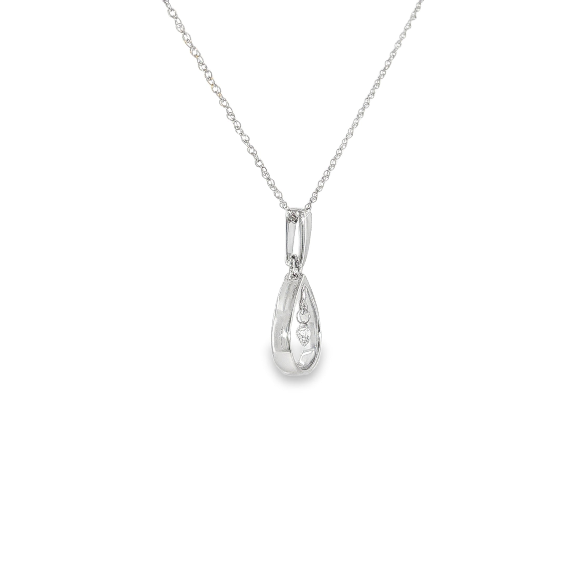 14k White Gold 0.07 ctw Drop Diamond Necklace