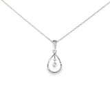 14k White Gold 0.07 ctw Drop Diamond Necklace