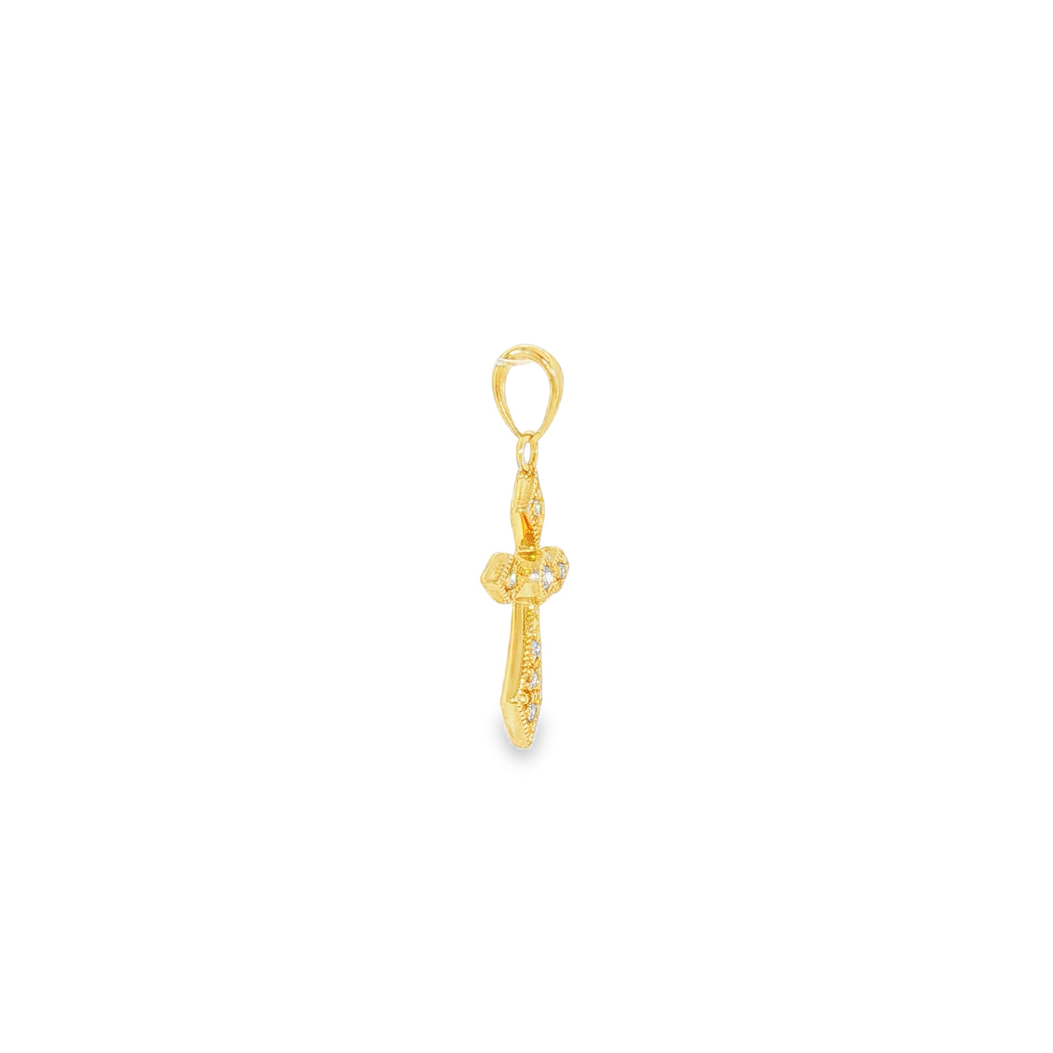 14k Yellow Gold 0.06 ctw Cross Diamond Pendant