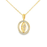 14k Yellow Gold 0.25 ctw Reversible Cross Diamond Necklace