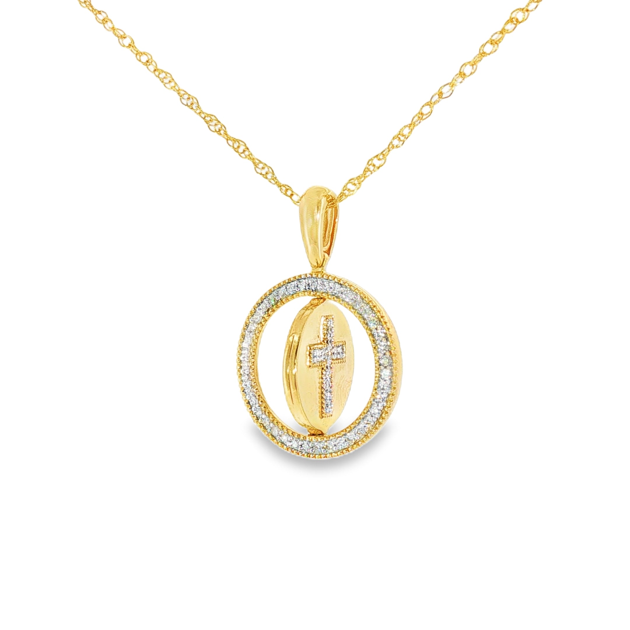 14k Yellow Gold 0.25 ctw Reversible Cross Diamond Necklace