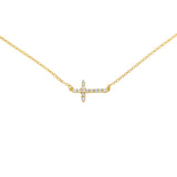 14k Yellow Gold 0.10 ctw Cross Diamond Necklace