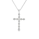 14k White Gold 0.15 ctw Cross Diamond Necklace