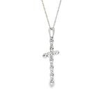 14k White Gold 0.15 ctw Cross Diamond Necklace