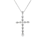14k White Gold 0.15 ctw Cross Diamond Necklace