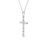 14k White Gold 0.15 ctw Cross Diamond Necklace