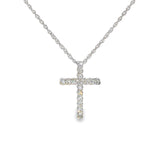 14k White Gold 0.25 ctw Cross Diamond Pendant