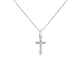 14k White Gold 0.10 ctw Cross Diamond Necklace