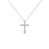 14k White Gold 0.25 ctw Cross Diamond Necklace