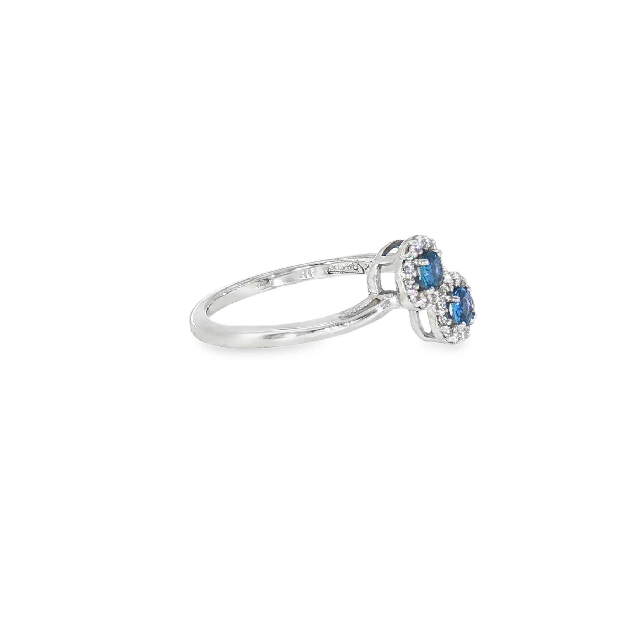 14k White Gold Free Form 0.26 ctw MT Yogo Sapphire Women's Ring