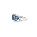 14k White Gold Multi Stone 1.45 ctw MT Yogo Sapphire Women's Ring