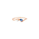 14k Rose Gold Free Form 0.12 ctw MT Yogo Sapphire Women's Ring