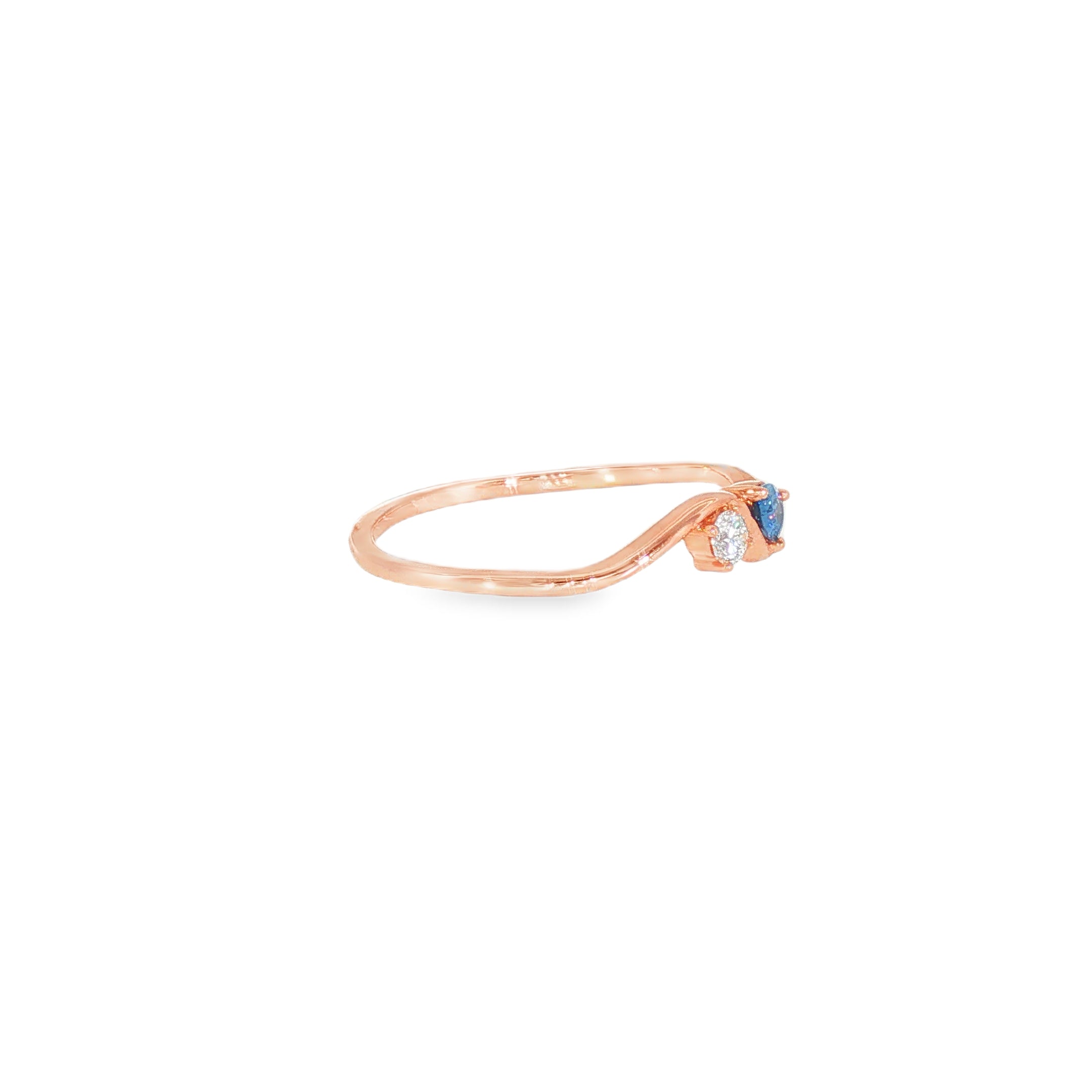 14k Rose Gold Free Form 0.12 ctw MT Yogo Sapphire Women's Ring