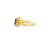 14k Yellow Gold Vintage Inspired 0.27ctw MT Yogo Sapphire Women's Ring