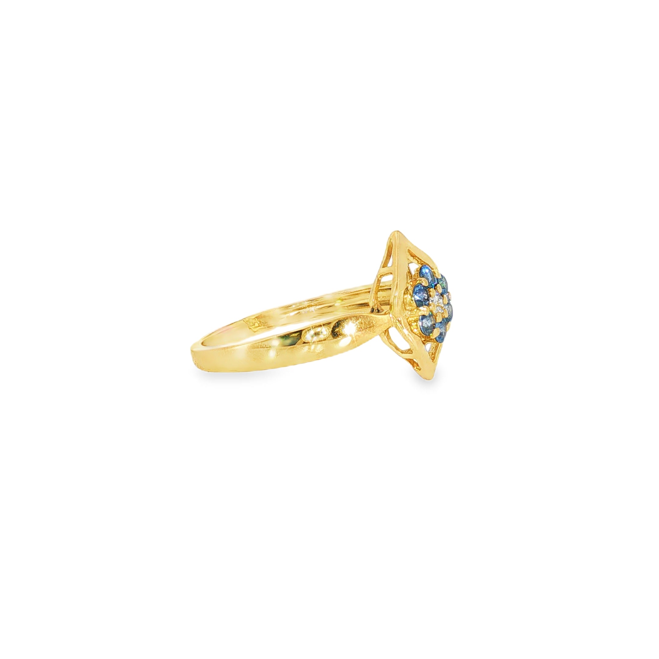 14k Yellow Gold Nature Inspired 0.26ctw MT Yogo Sapphire Women's Ring