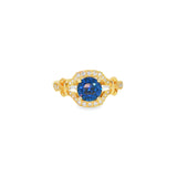 14k Yellow Gold Vintage Inspired 1.02 ctw MT Yogo Sapphire Women's Ring